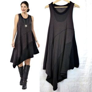 Mado Et Les Autres Dress Women S 2 Brown Black Sleeveless Asymmetrical Lagenlook